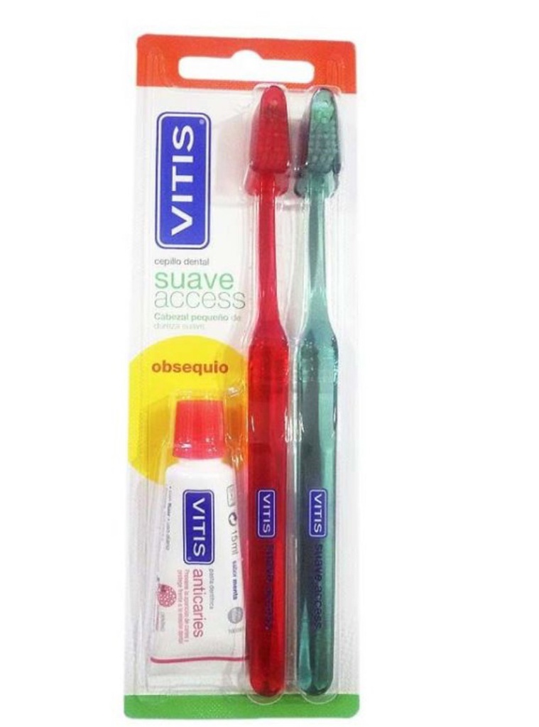 Vitis pack 2 cepillos dentales suave cabezal pequeño