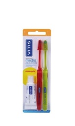 Vitis pack 2 cepillos dentales medio access cabezal pequeño